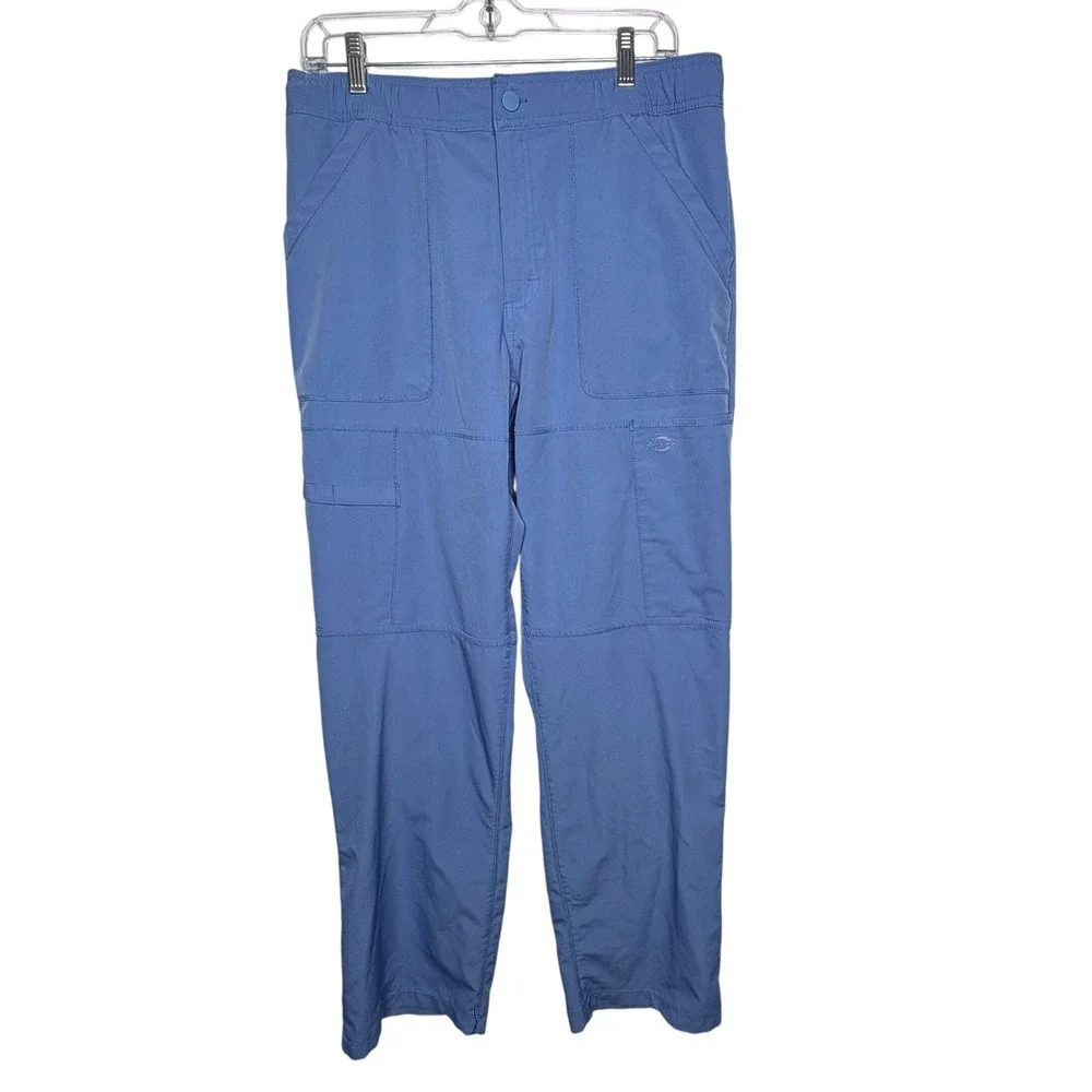 Dickies Dynamix DK110 Blue Ceil Cargo Scrub Pants Mens M Straight Leg Stretch
